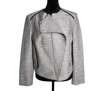 BOSS Hugo Boss Julaneva Asymmetrical Textured Collarless Jacket — Size 8